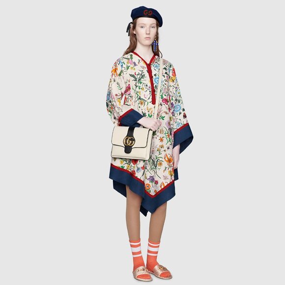 GUCCI DRESS LINEN FLORA PRINT KIMINO STYLE ASYMMETRIC SKIRT - Picture 3 of 11